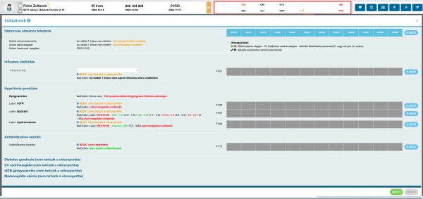 NetDoktor háziorvosi program – indikátorok áttekintő ablak