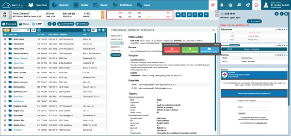 NetDoktor háziorvosi program – ellátás műveletei és a vizsgálati lelet