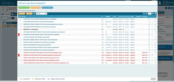 NetDoktor háziorvosi program – állandó gyógyszerek kiválasztása